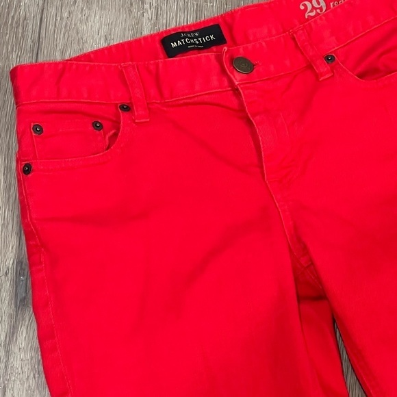 EUC Women’s J. Crew 29 Regular MATCHSTICK Light Red Staple Jeans Denim Pants - Picture 2 of 8